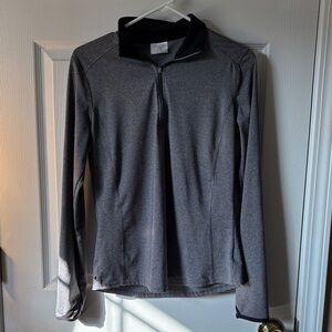 Danskin Zip-Up Long Sleeve Top Size S | Gray Activewear with Thumb Holes